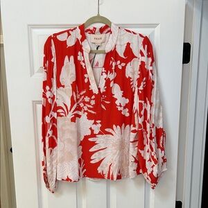 Figue Women's Red and White Floral Blouse